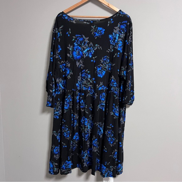 Torrid Womens Black Floral Button Front Scoop Neck 3/4 Sleeves Dress Size 4X - Picture 6 of 10
